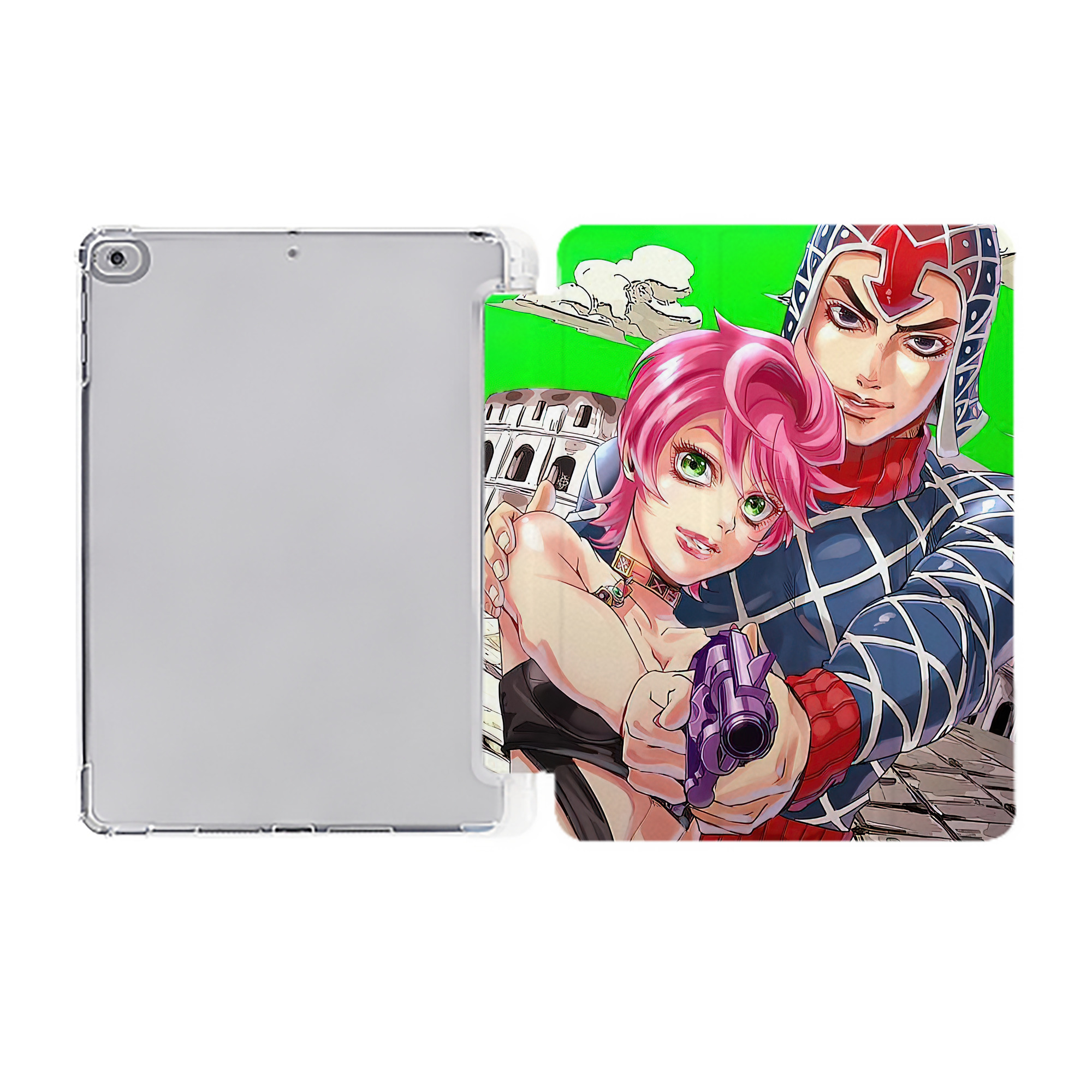 （画像用） ジョジョの奇妙な冒険 JoJo's Bizarre Adventure IPad ケース ペン収納付き 三つ折りスタンド PUレザー×シリコン 対応機種9.5/10.5/10.9インチ